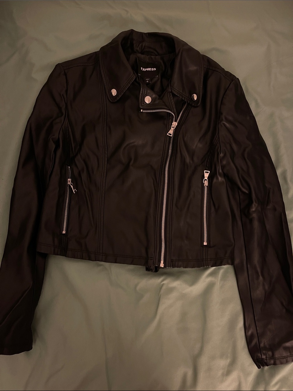 Express Black Faux Leather Asymmetrical Zip Moto Jacket
